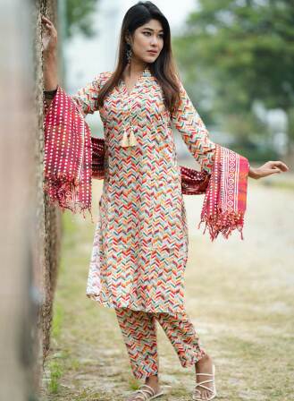 Kashmiri Three Piece Kurti-KC-CRM