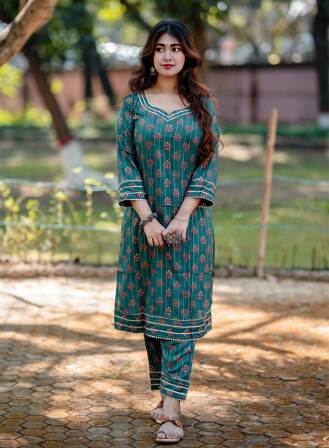 Kashmiri 2 Piece Kurti-KC-GRN