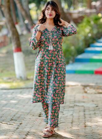 Kashmiri 2 Piece Kurti-KC-PGRN