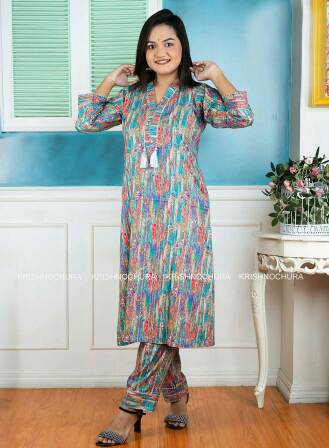 Kashmiri 2 Piece Kurti-KC-TRQ