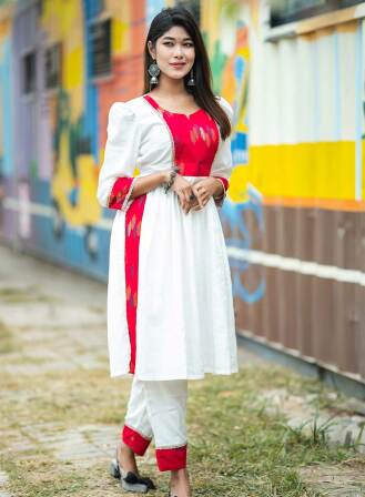 Round Style Kurti-KC-WHT