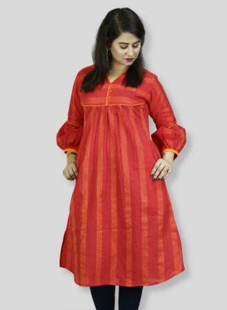 Orange Stripe Kurti