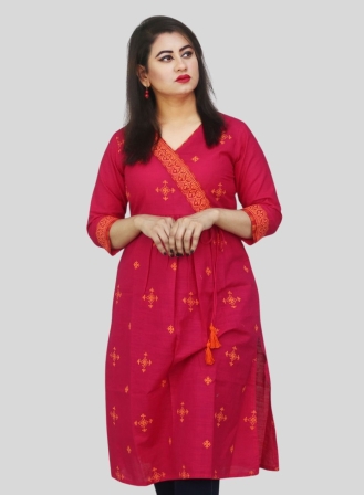 Red Block Design Kurti