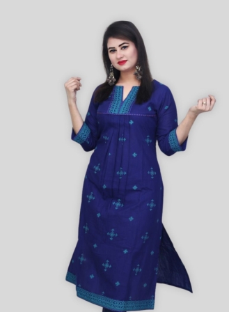 Navy Blue Cotton Kurti