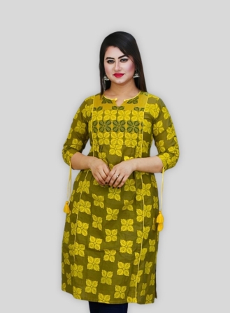 Lemon Yellow Cotton Kurti