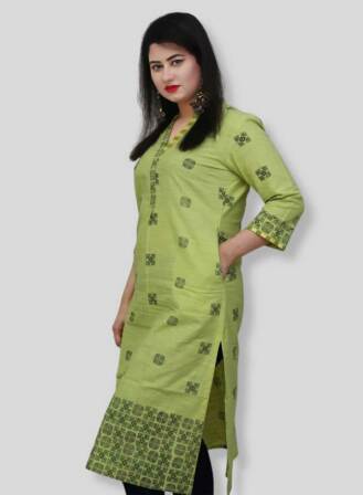 Olive Green Cotton Kurti