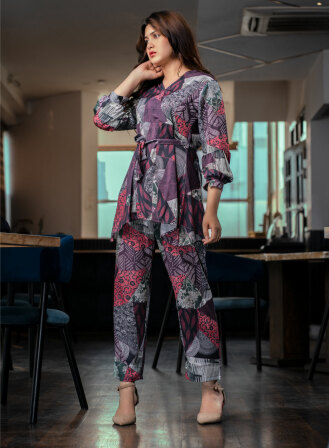 147 - Saphella Floral print V-neck Co-ord sets Dress for Womens