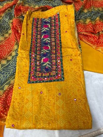 Indian Woolen with Glass Work Cotton 3 Piece