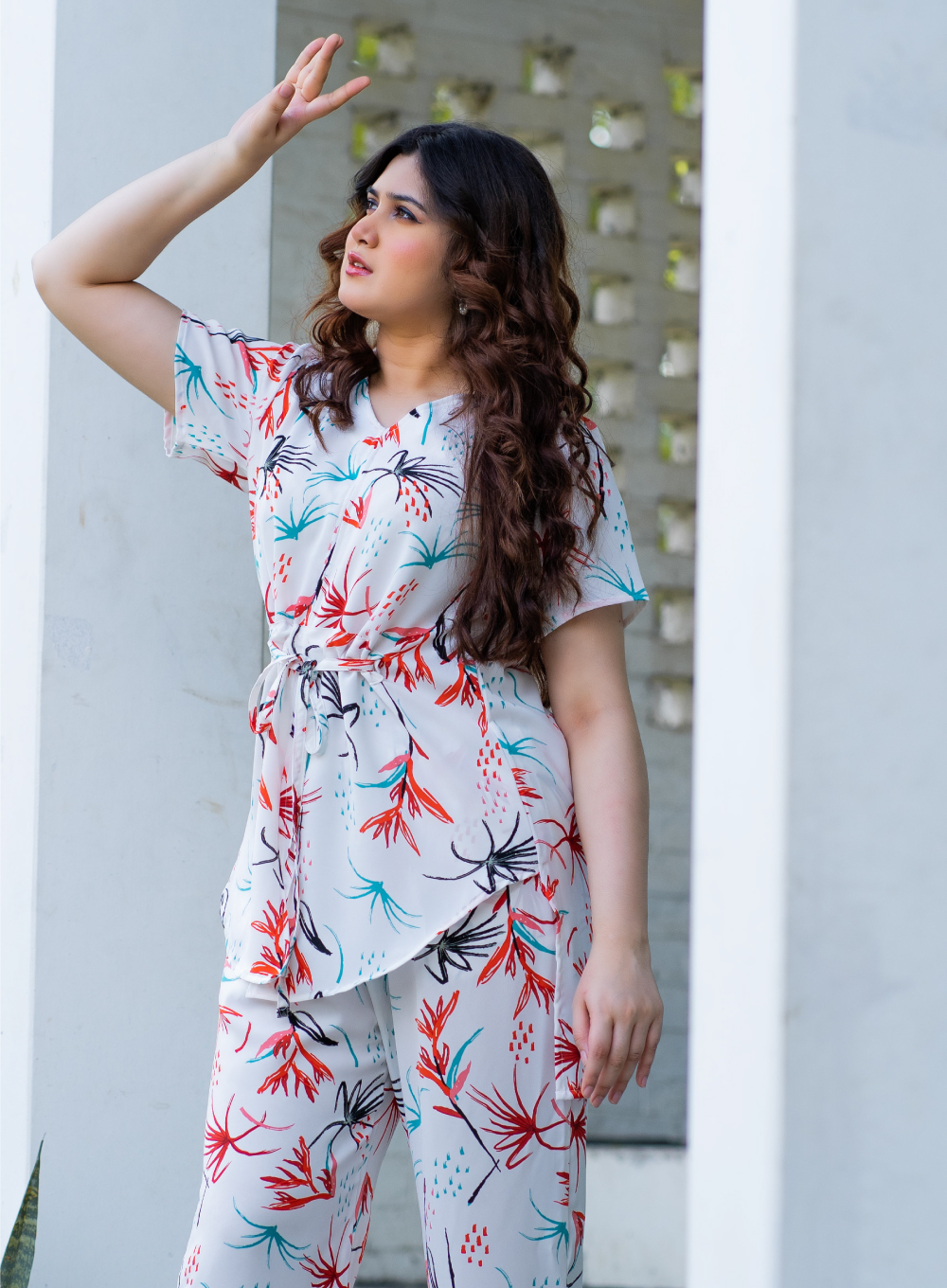 322 - Women's Short Sleeve Floral Patternd Co-Ord Set