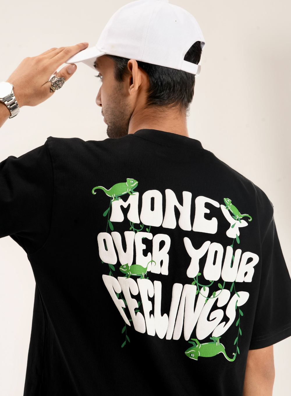 365 - Money Over Your Feelings | Black  Oversized Tee