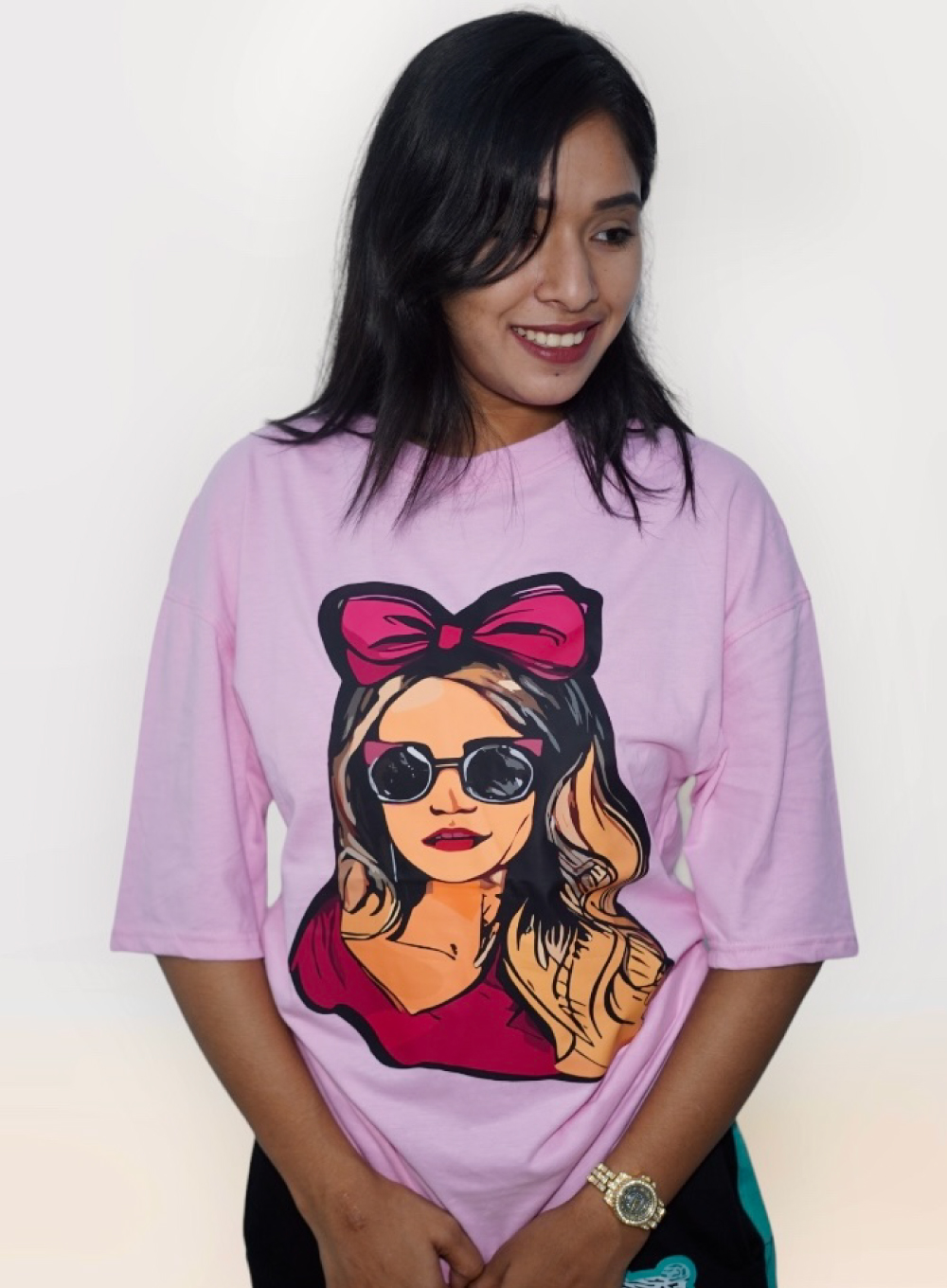 Pink Drop Shoulder T-Shirt