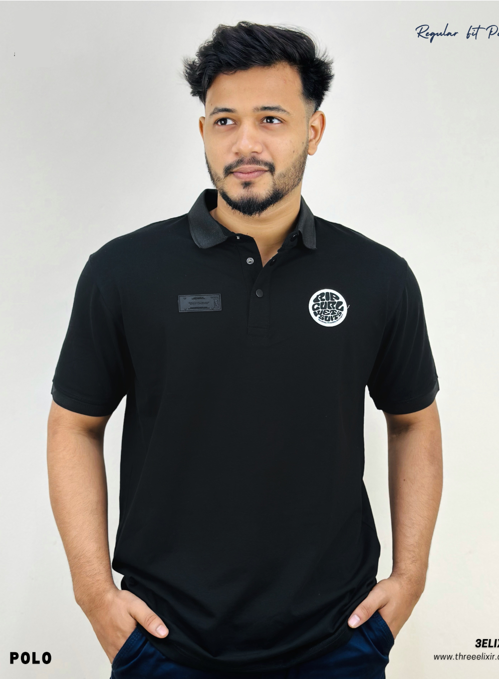 Applique-Black polo