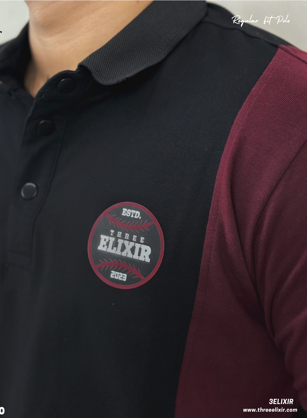 563 - Elixir-Maroon Black polo