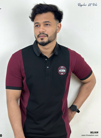 563 - Elixir-Maroon Black polo