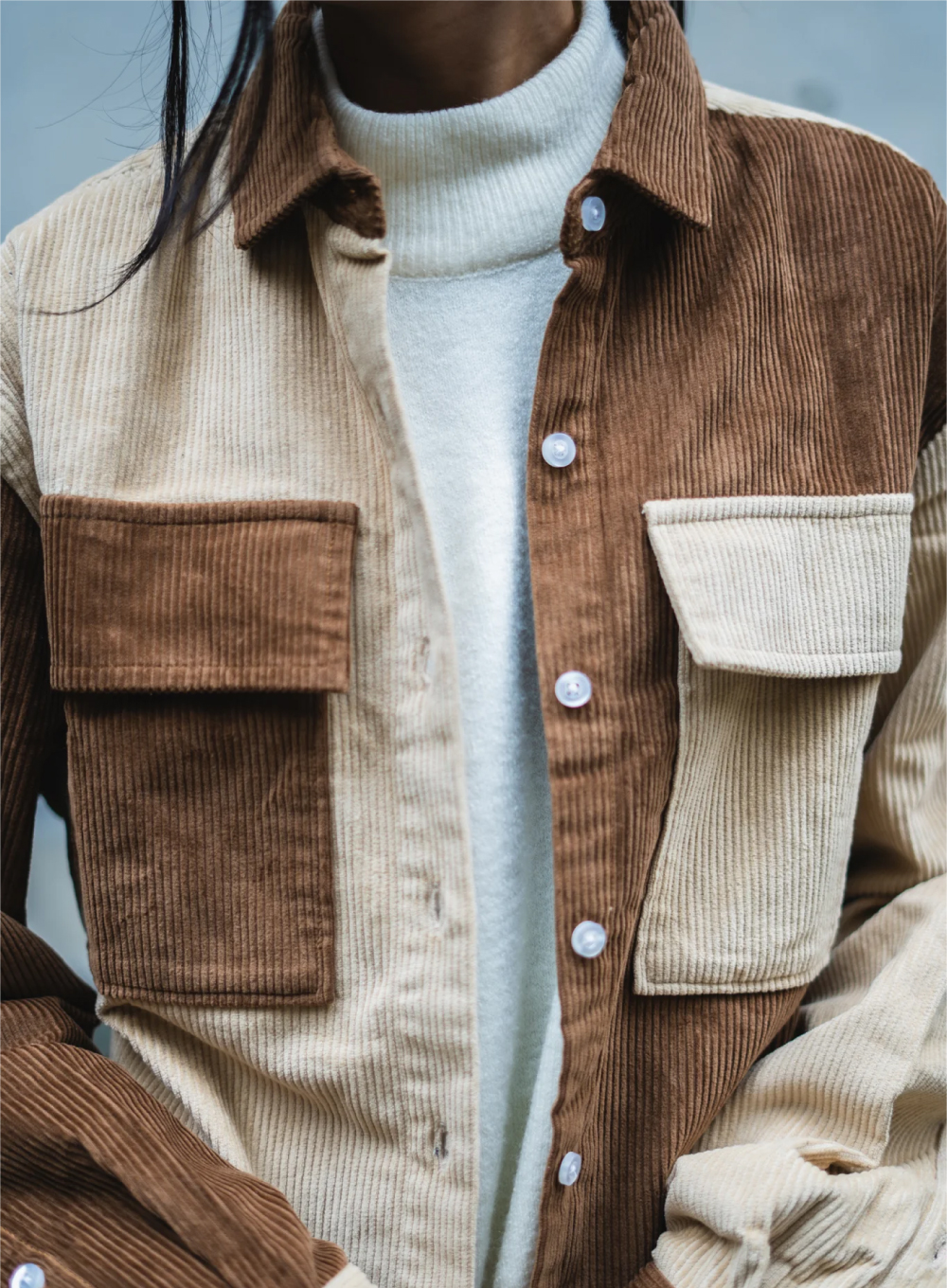 608 - Corduroy Contrast Overshirt