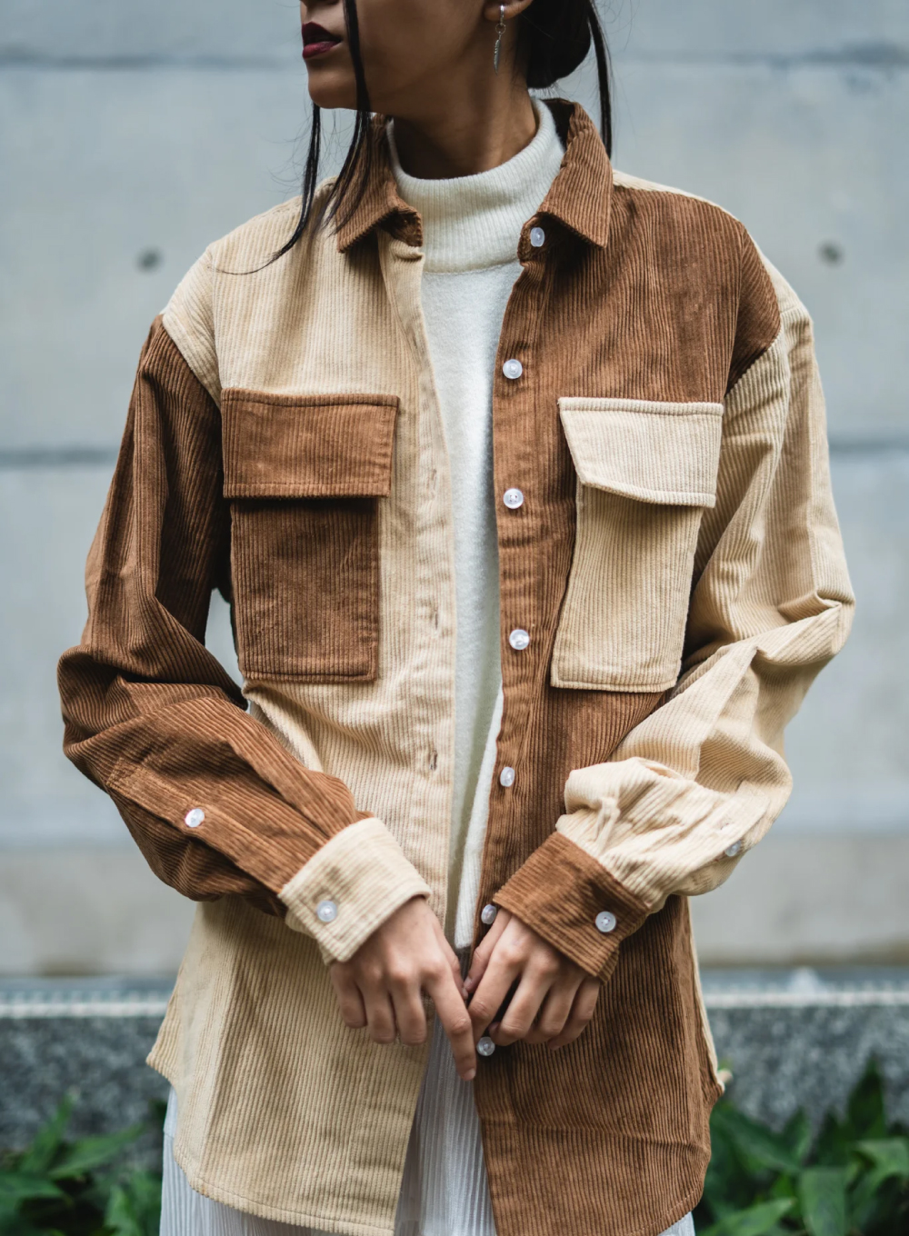 608 - Corduroy Contrast Overshirt
