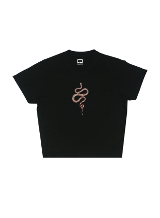 619 - Snake | Crop Top With Rhinestones