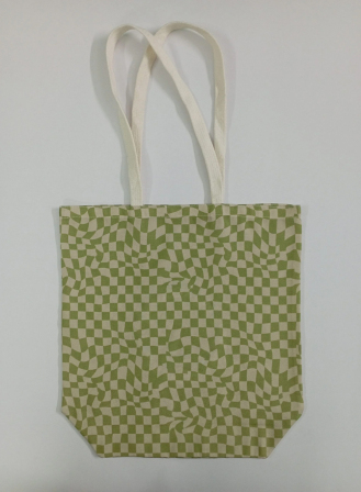 634 - Green Distorted Checkerboard Tote Bag