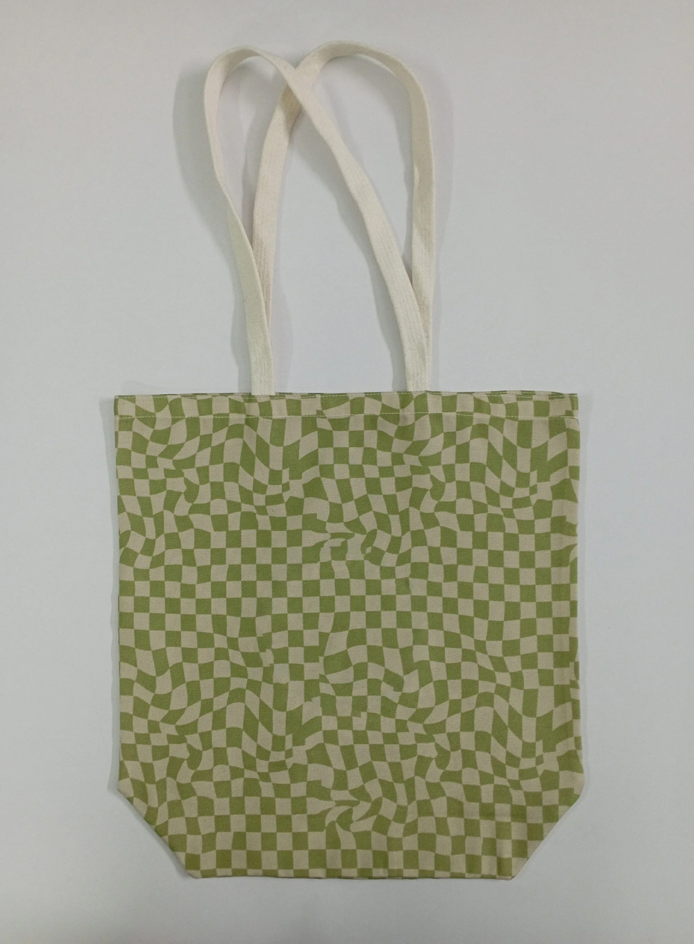 634 - Green Distorted Checkerboard Tote Bag