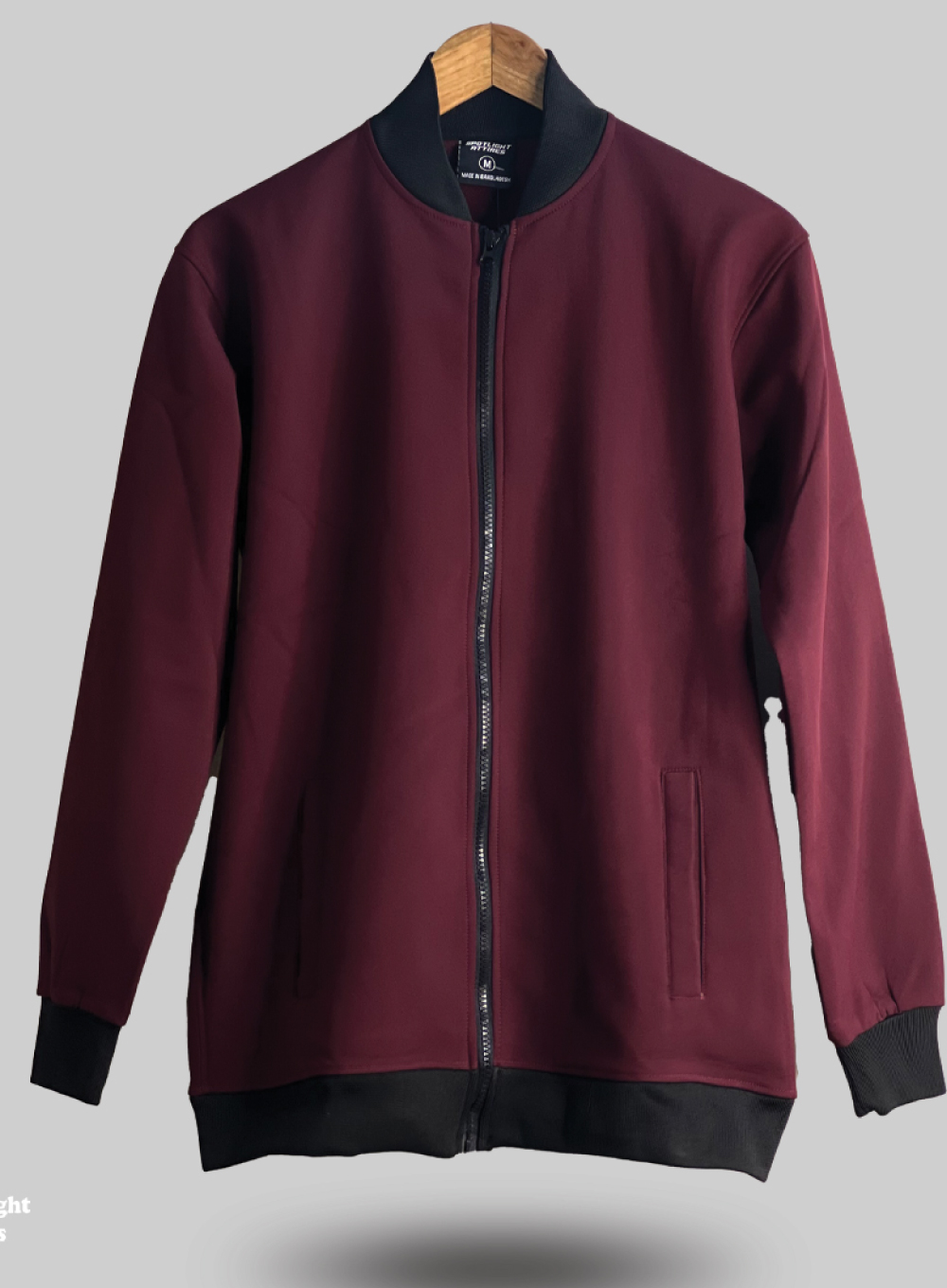 Maroon Solid Bomber Jacket