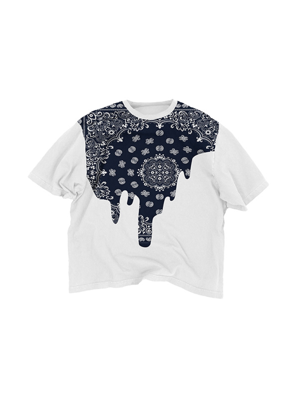 Bandana Melting Tee Navy Blue | Drop Shoulder T-shirt