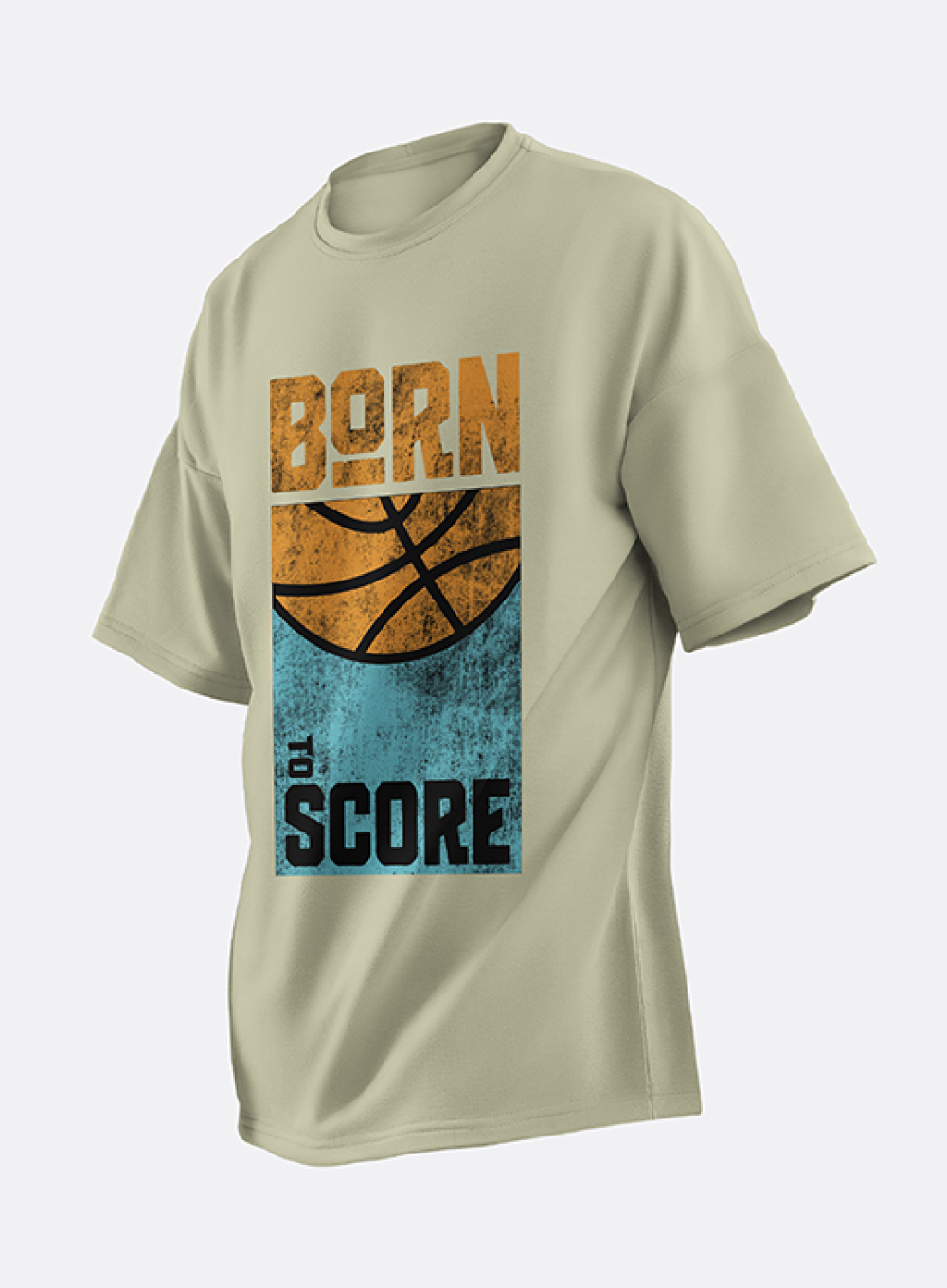 1099 - Born to Score Premium Biscuit Color Oversized T-shirt