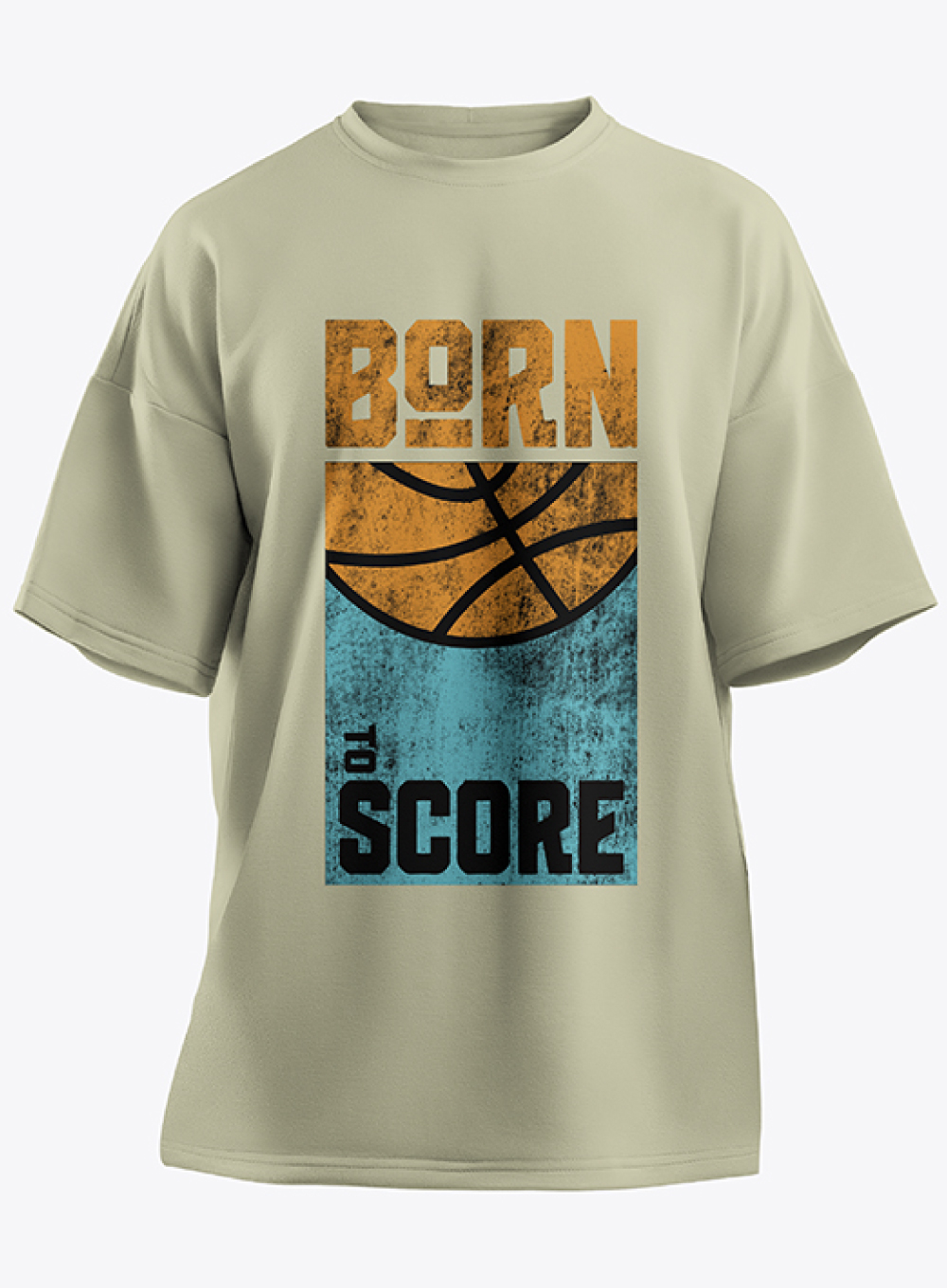 1099 - Born to Score Premium Biscuit Color Oversized T-shirt