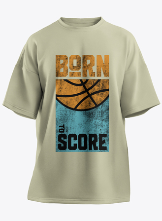 1099 - Born to Score Premium Biscuit Color Oversized T-shirt