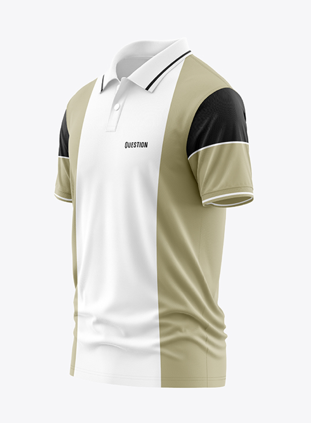 1116 - Double Contrast White & Light Biscuit Premium Polo T-shirt