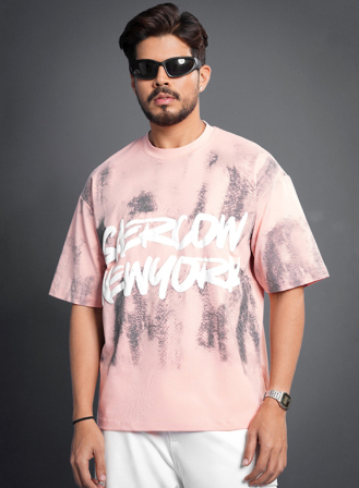 1152 - Baby Pink Streetwear Graphity Premium Oversized T-Shirt