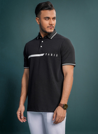 1154 - Paris Black Premium Polo T-Shirt