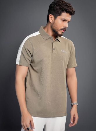 1117 - Dark Biscuit Contrast Future Premium Polo T-shirt