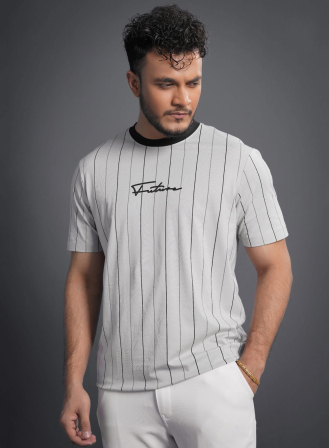 1075 - Future Stripe Light Gray Premium Short Sleeves T-Shirt
