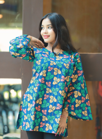1158 - Ladies' Short Kurti - Blue