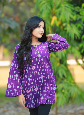 1159 - Ladies' Short Kurti - Purple