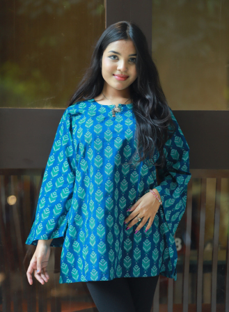 1162 - Ladies' Short Kurti - Blue