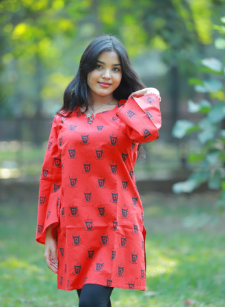 1164 - Ladies' Short Kurti - Red