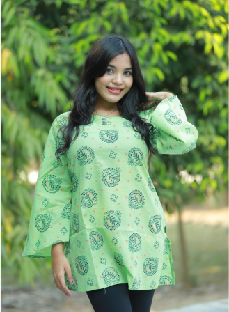 1165 - Ladies' Short Kurti - Light Green
