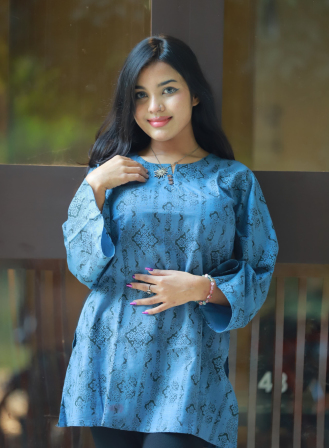 1166 - Ladies' Short Kurti - Blue