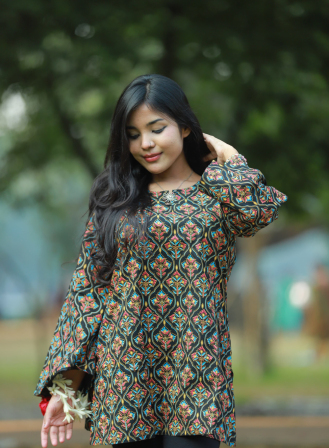 1167 - Ladies' Short Kurti - Black