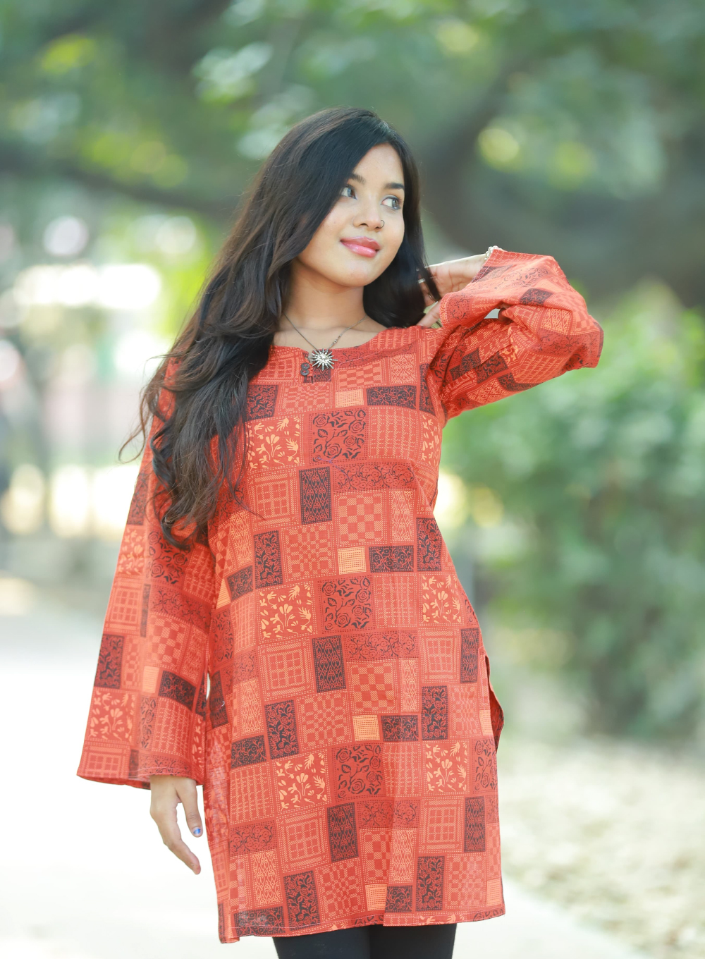 1169 - Ladies' Short Kurti - Orange