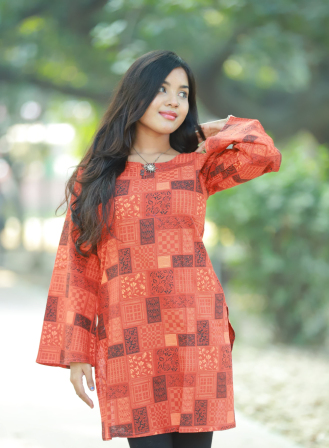 1169 - Ladies' Short Kurti - Orange