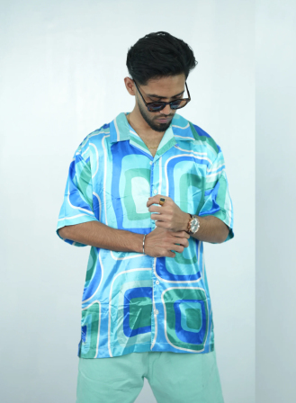 1186 - Blue Satin Shirt