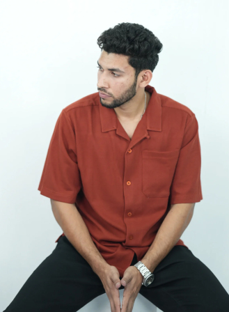1187 - Maroon Ribbed Camp Shirt