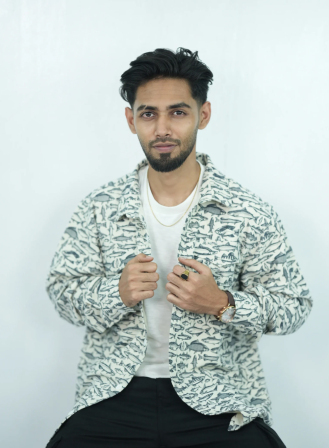 1193 - Long Sleeve Fish Printed Shirt