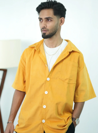 1199 - Corduroy Boxy Mustard Shirt