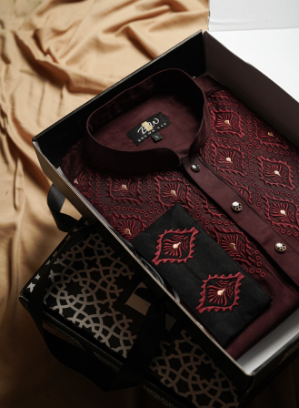 1260 - Wine Maroon Panjabi