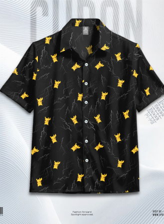 1272 - Pikachu Hawaiian Cuban Collar Shirt
