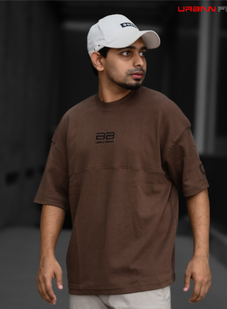 1296 - Drop Shoulder T-Shirt - BROWN