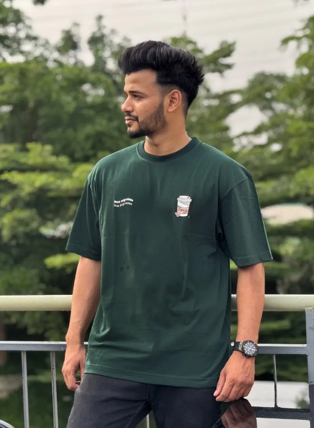 1298 - Espresso Drop Shoulder T-shirt